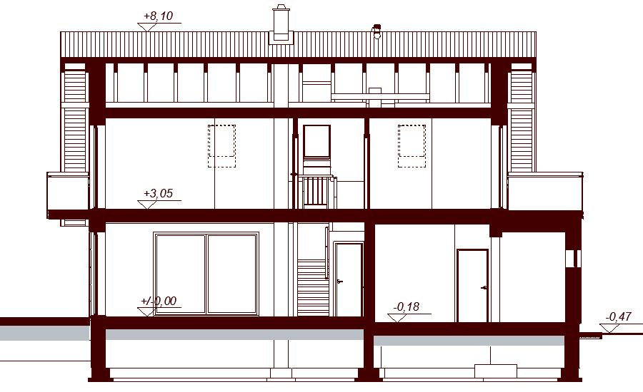 Przekrój projektu domu Marsala 2M