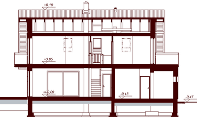 Przekrój projektu domu Marsala 2M