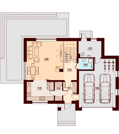 Rzut parteru domu jednorodzinnego Marsala 2M