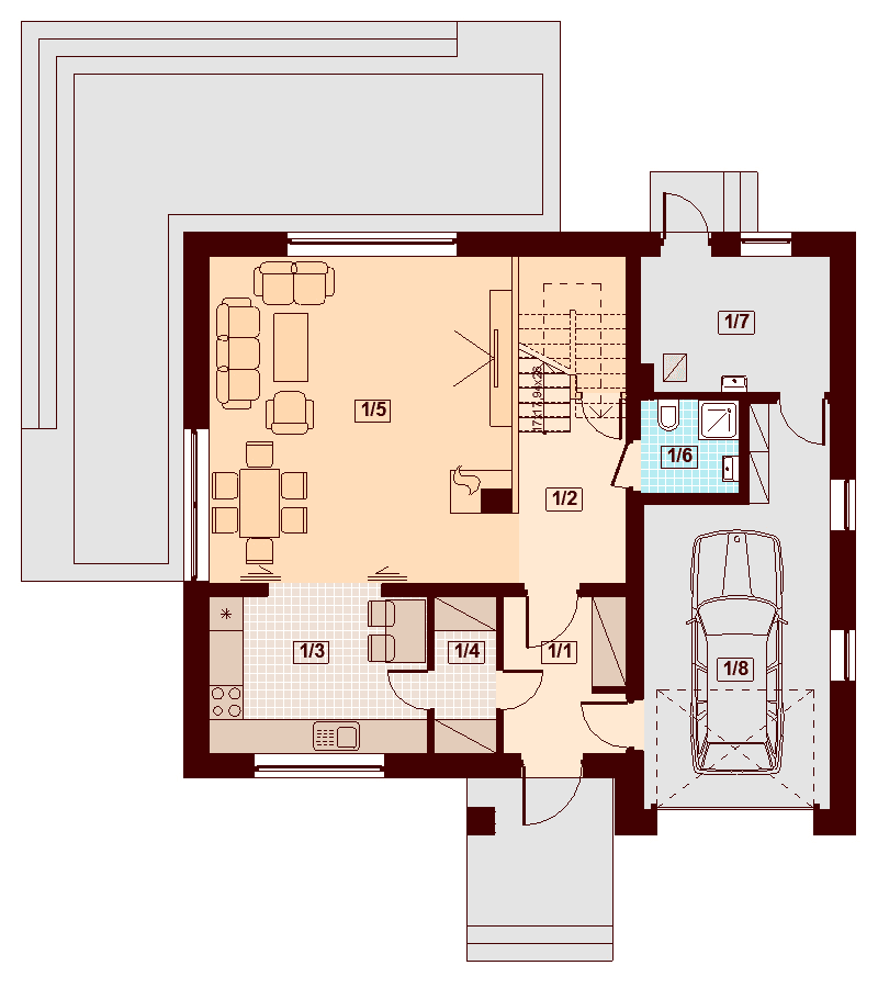 Rzut parteru domu jednorodzinnego Marsala