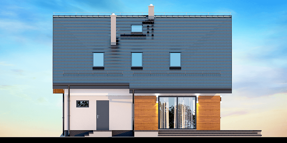 Elewacja od strony ogrodu domu jednorodzinnego Marsala mała