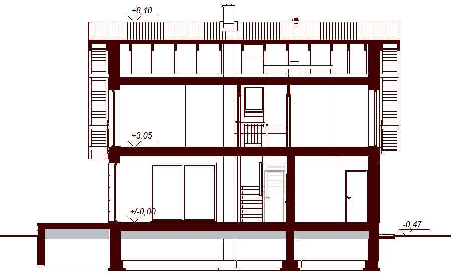 Przekrój projektu domu Marsala mała