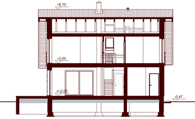 Przekrój projektu domu Marsala mała
