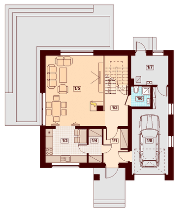 Rzut parteru domu jednorodzinnego Marsala mała