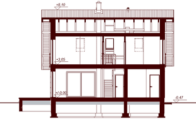 Przekrój projektu domu Marsala XS
