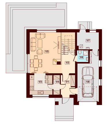 Rzut parteru domu jednorodzinnego Marsala XS