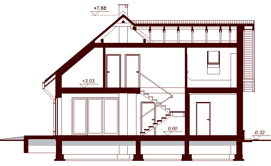 Przekrój projektu domu Noelia