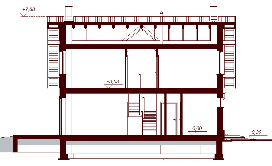 Przekrój projektu domu Noelia