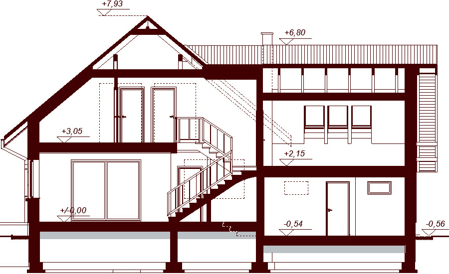 Przekrój projektu domu Alion bis 2M