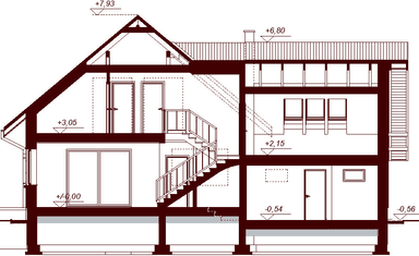 Przekrój projektu domu Alion bis 2M