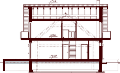 Przekrój projektu domu Eolia bis 2M