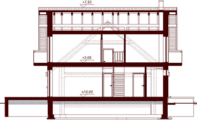 Przekrój projektu domu Noelia Bis 2M z wykuszem