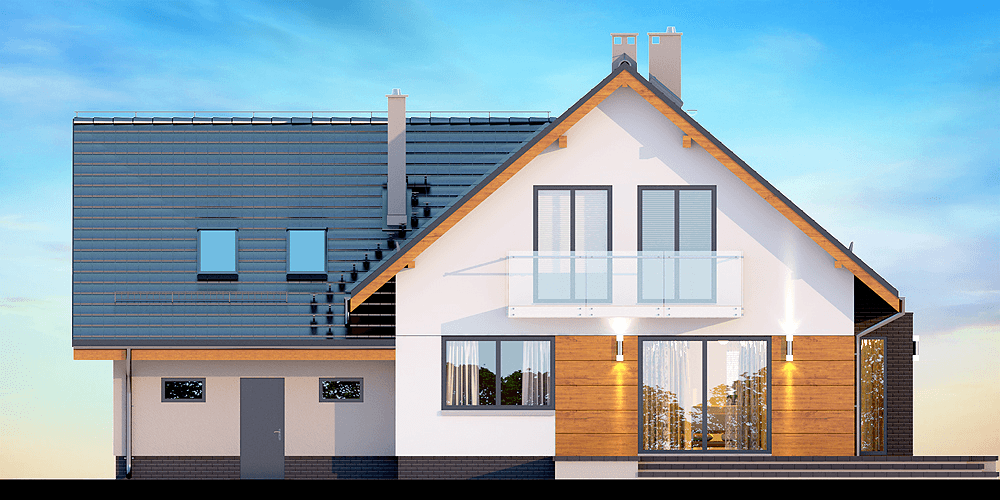 Elewacja ogrodowa domu Noelia Bis 2M z wykuszem