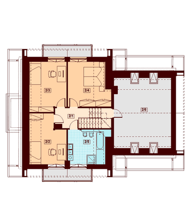 Rzut poddasza domu jednorodzinnego Noelia Bis 2M z wykuszem