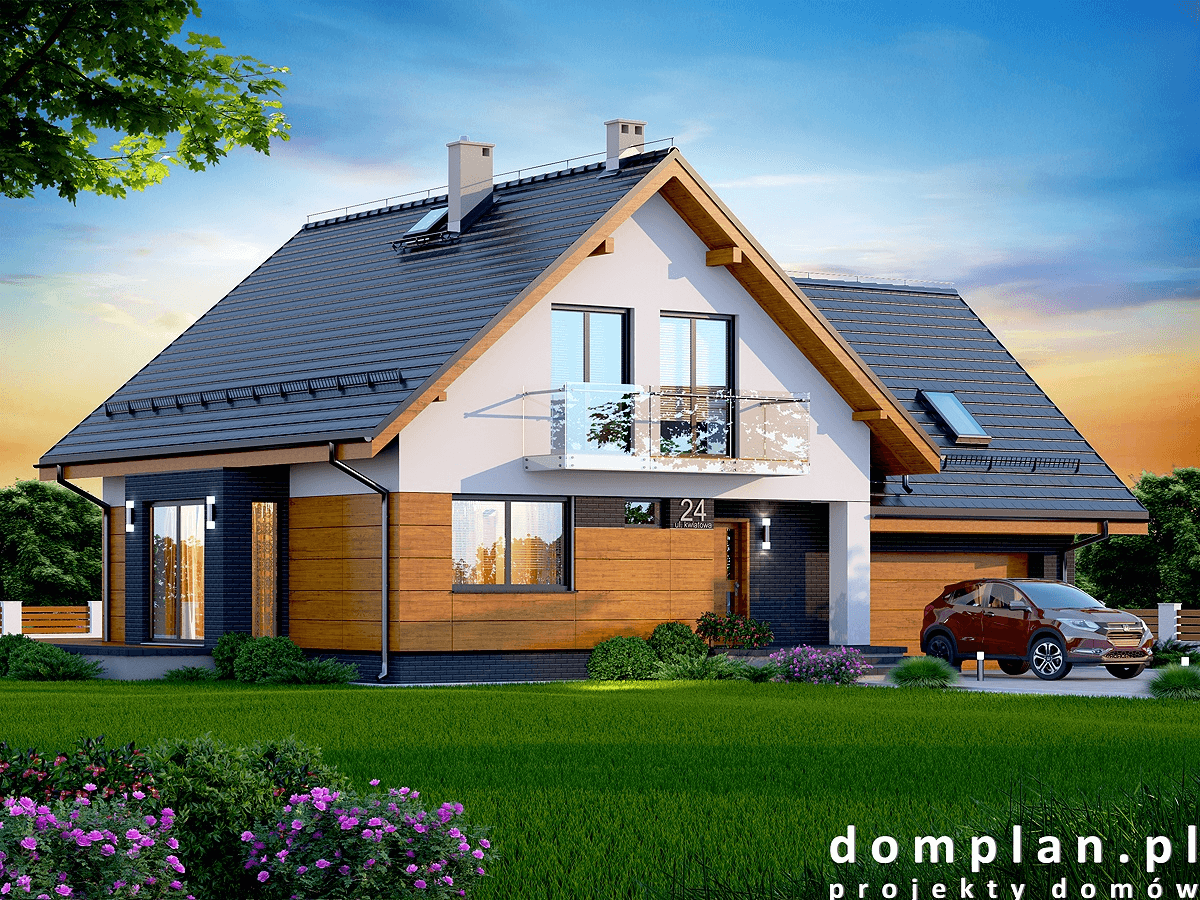 Wizualizacja domu jednorodzinnego Noelia Bis 2M z wykuszem