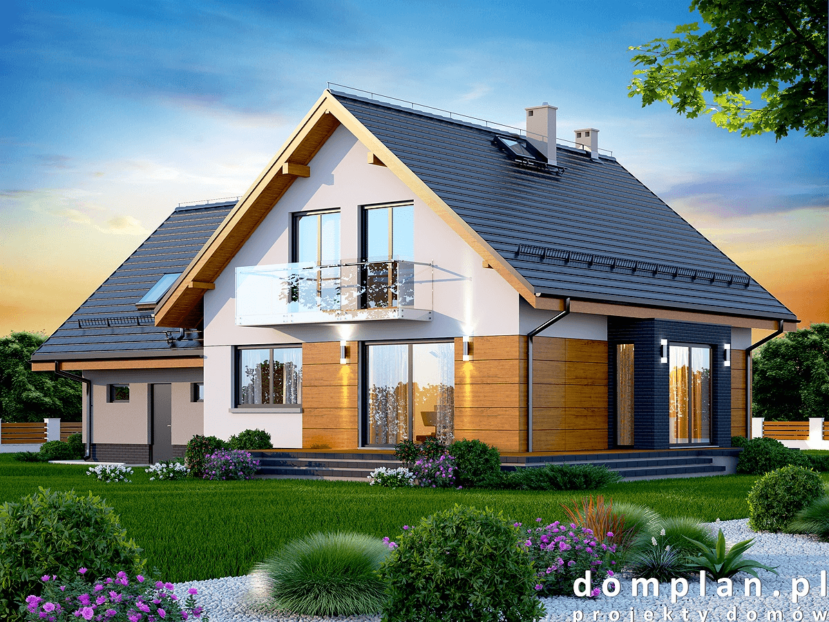 Wizualizacja domu jednorodzinnego Noelia Bis 2M z wykuszem