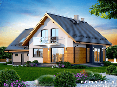 Wizualizacja domu jednorodzinnego Noelia Bis 2M z wykuszem