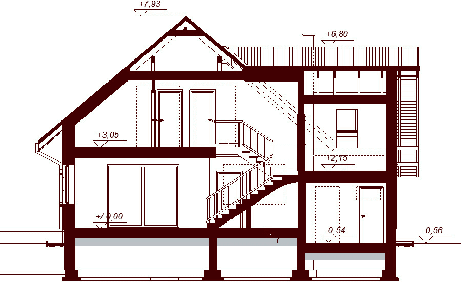 Przekrój projektu domu Noelia Bis