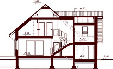 Przekrój projektu domu Noelia Bis