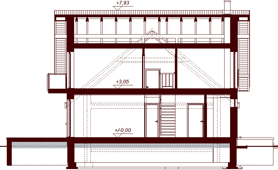 Przekrój projektu domu Noelia Bis