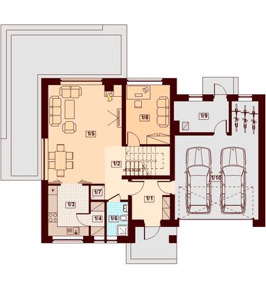 Rzut parteru domu jednorodzinnego Noelia Modern 2M