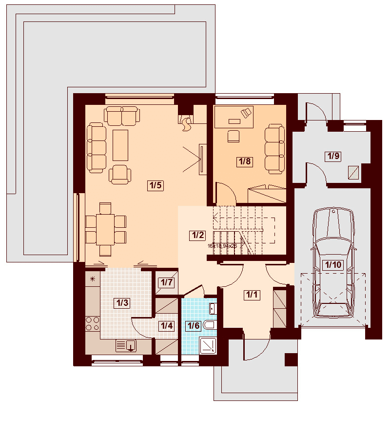 Rzut parteru domu jednorodzinnego Noelia Modern