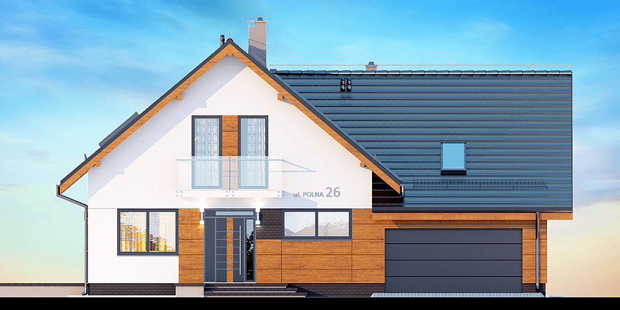 Elewacja frontowa domu jednorodzinnego Alion 2M