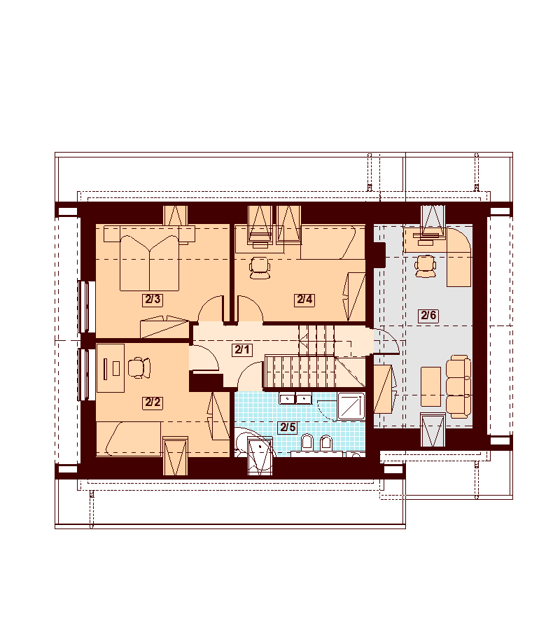 Rzut parteru domu jednorodzinnego Lisandra XS