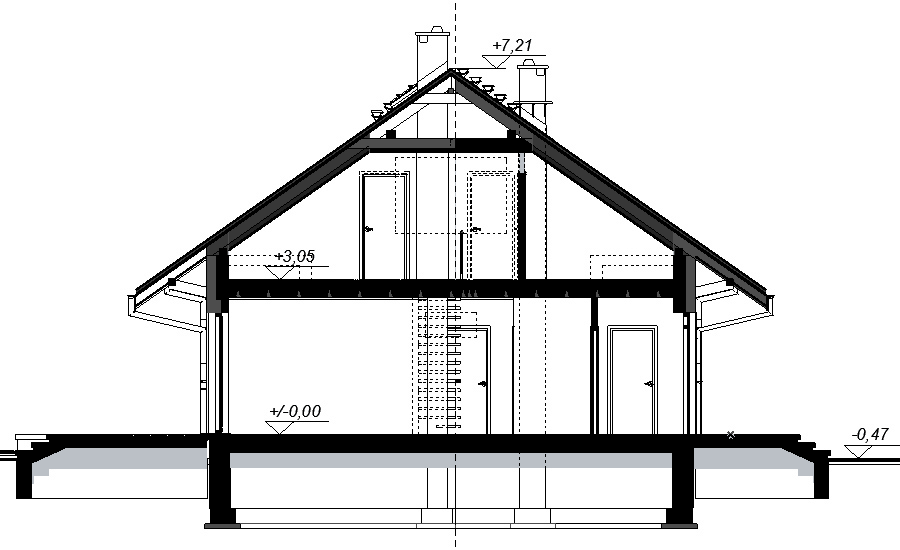 Przekrój projektu domu Santia Bis