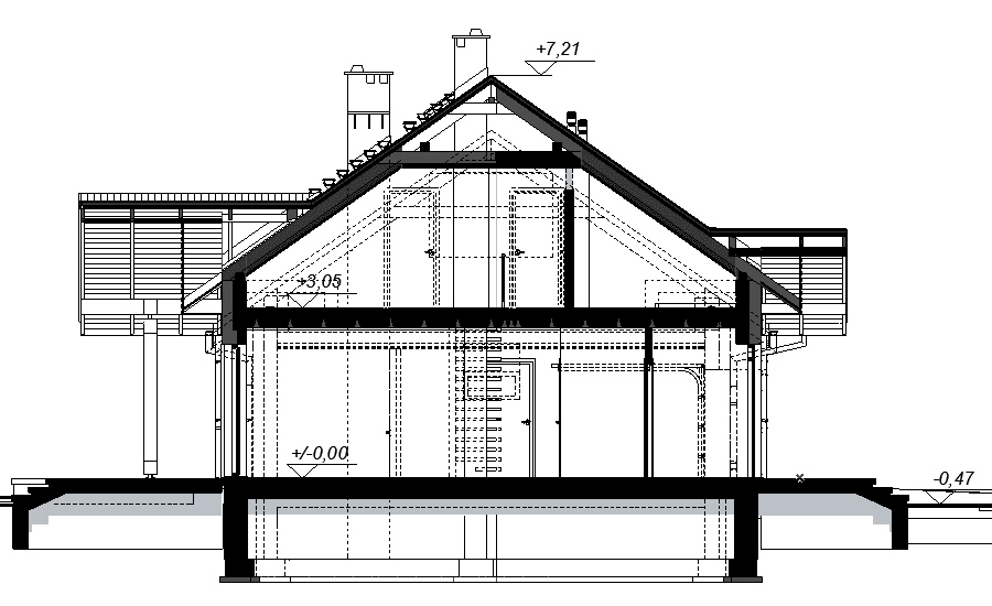 Przekrój projektu domu Saratoga 1M