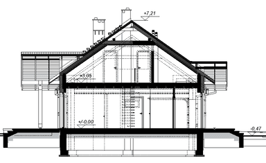 Przekrój projektu domu Saratoga 1M