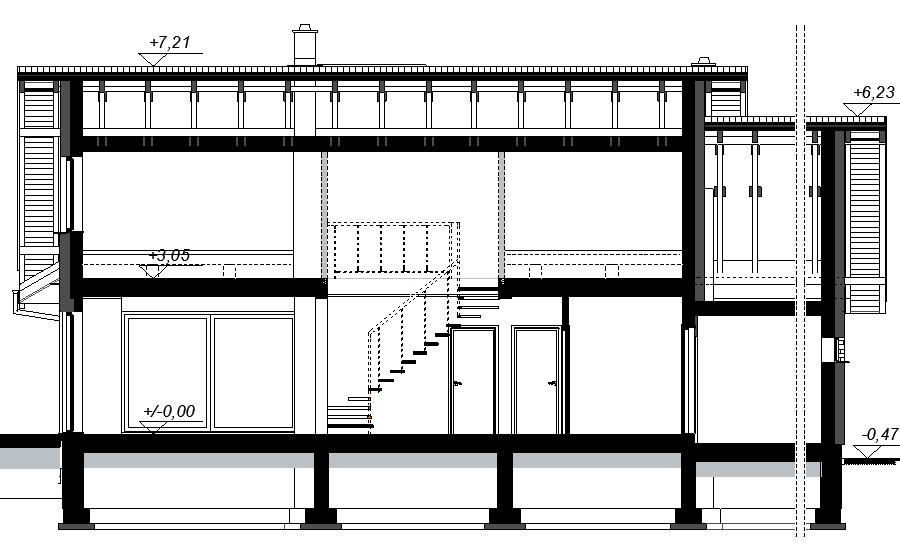 Przekrój projektu domu Saratoga 1M