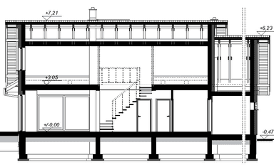 Przekrój projektu domu Saratoga 1M