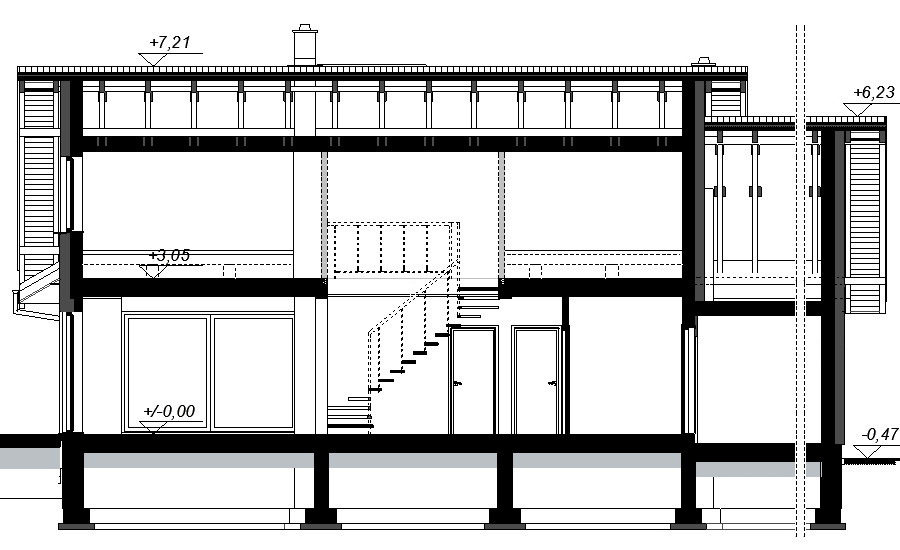 Przekrój projektu domu Saratoga 2M