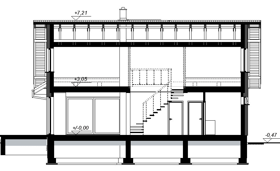 Przekrój projektu domu Saratoga