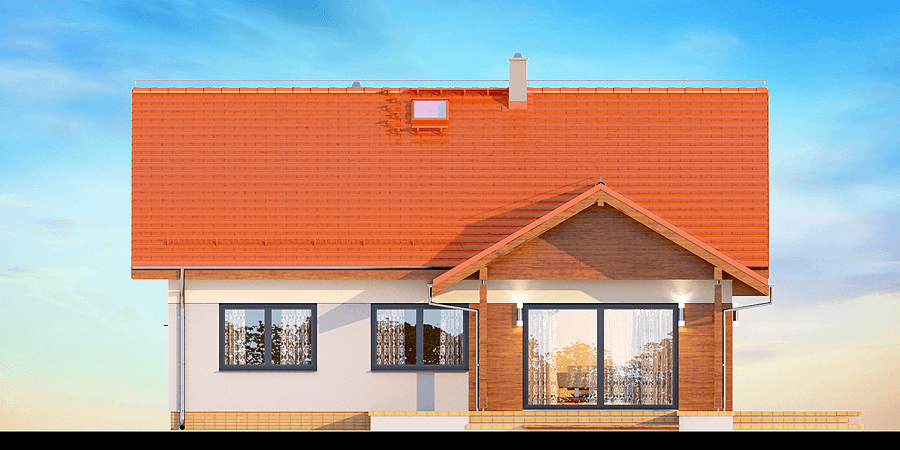 Elewacja od strony ogrodu domu jednorodzinnego Saratoga