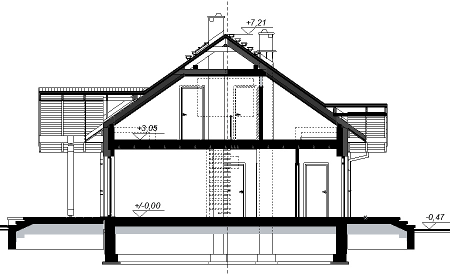 Przekrój projektu domu Saratoga
