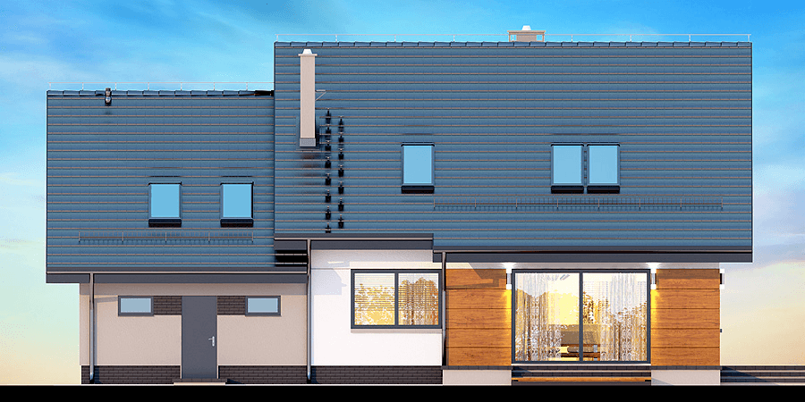 Elewacja ogrodowa domu jednorodzinnego Torina 2M