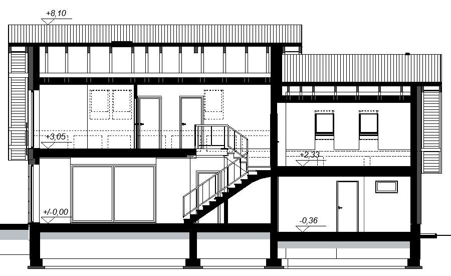Przekrój projektu domu jednorodzinnego Torina 2M