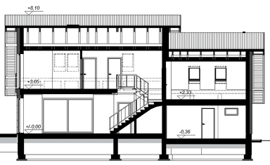Przekrój projektu domu jednorodzinnego Torina 2M