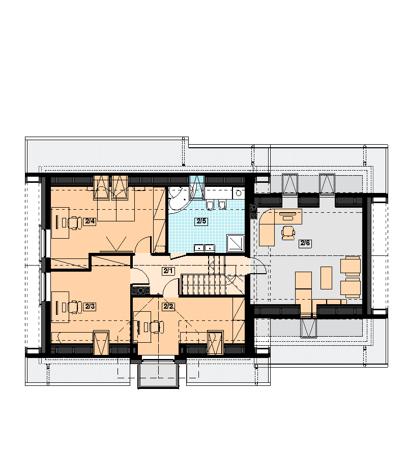 Rzut poddasza domu jednorodzinneg Torina 2M