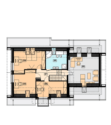 Rzut poddasza domu jednorodzinneg Torina 2M