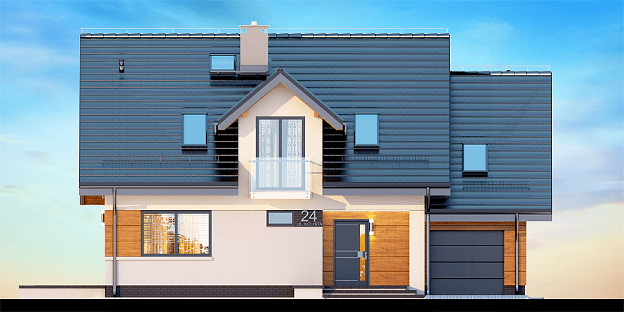 Elewacja boczna domu jednorodzinnego Torina