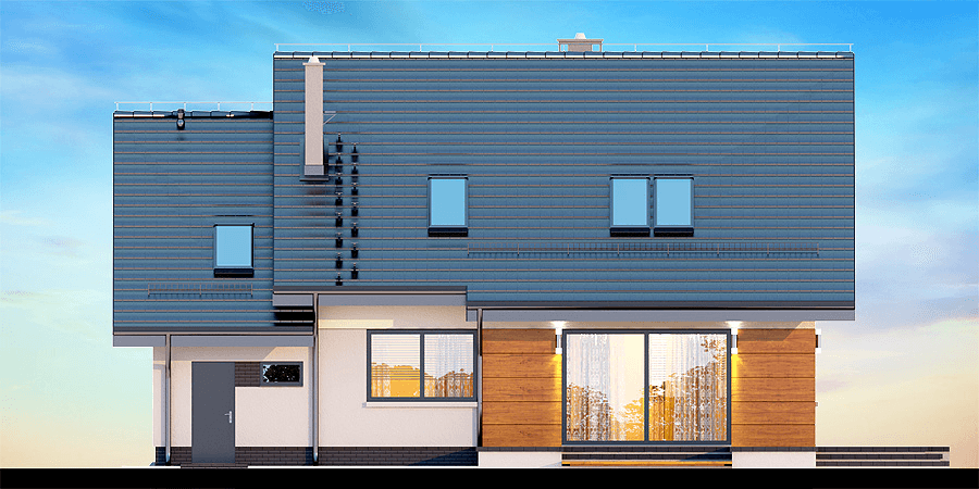 Elewacja od strony ogrodu domu jednorodzinnego Torina