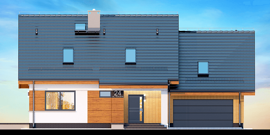 Elewacja frontowa domu jednorodzinnego Torina Bis 2M