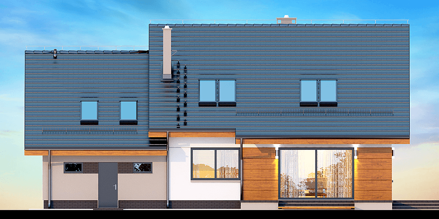 Elewacja ogrodowa domu jednorodzinnego Torina Bis 2M