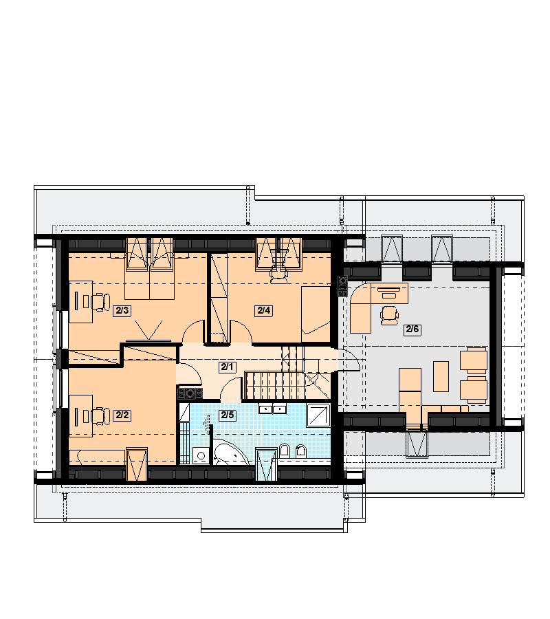 Rzut poddasza domu jednorodzinnego Torina Bis 2M
