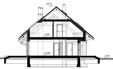 Przekrój projektu domu jednorodzinnego Torina Bis