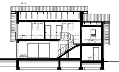 Przekrój projektu domu jednorodzinnego Torina Bis