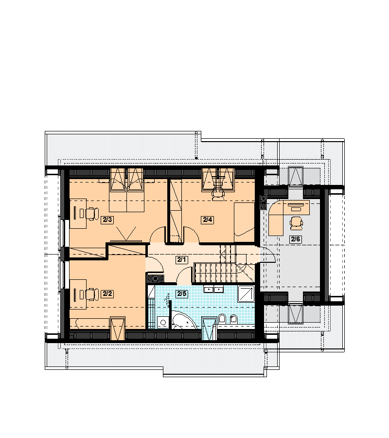 Rzut poddasza domu jednorodzinnego Torina Bis